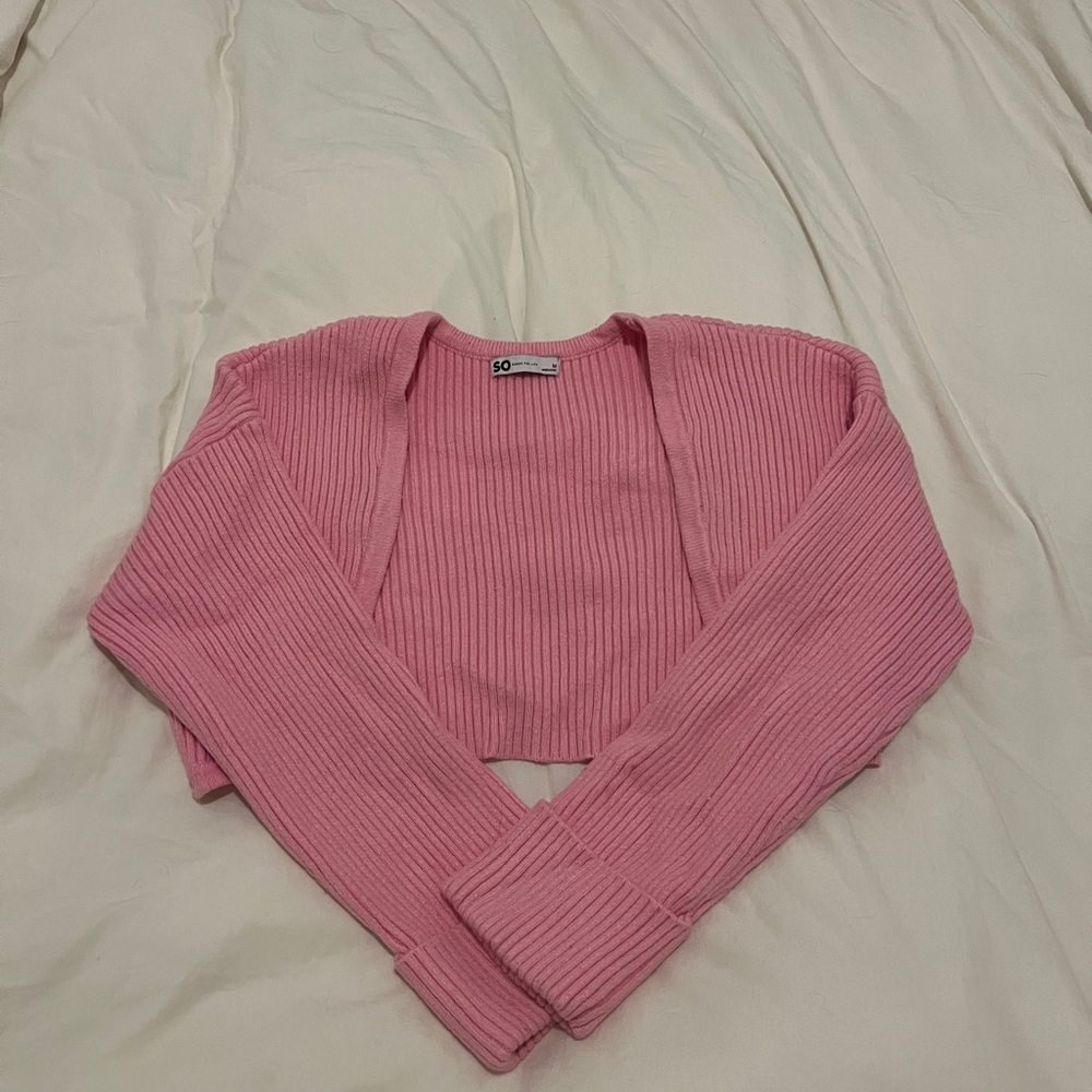 SO Pink Ribbed Women's Shrug